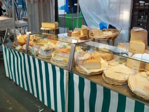 An array of cheese at the Motte-Piquet market